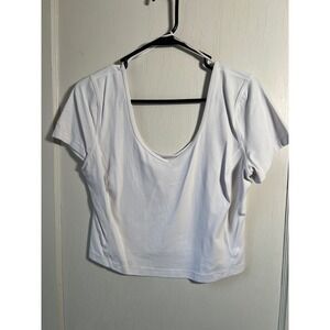 Lululemon White Cropped Short Sleeve‎ U Neck Athletic Top Women's